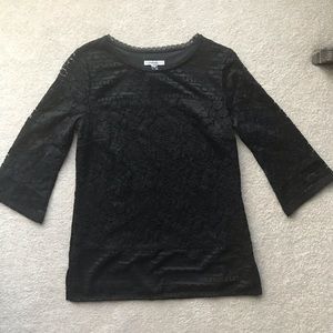 Isaac Mizrahi Live! Black lace floral blouse with flare sleeves size‎ XS